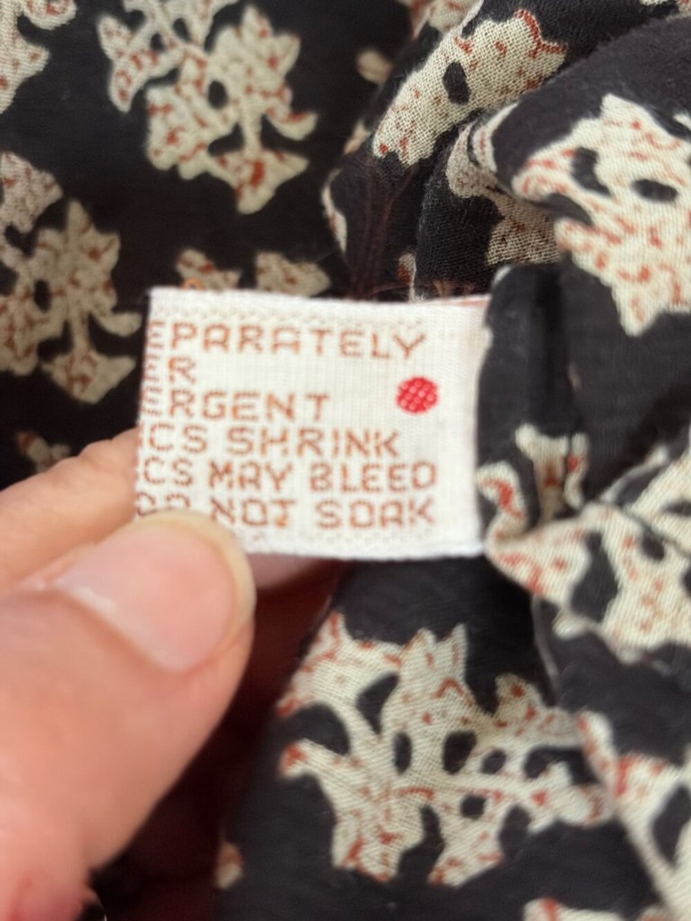 Fabindia Black Printed Cotton Kurti Tunic Top – Women’s Medium – Boho Henley 3/4 - Picture 6 of 13
